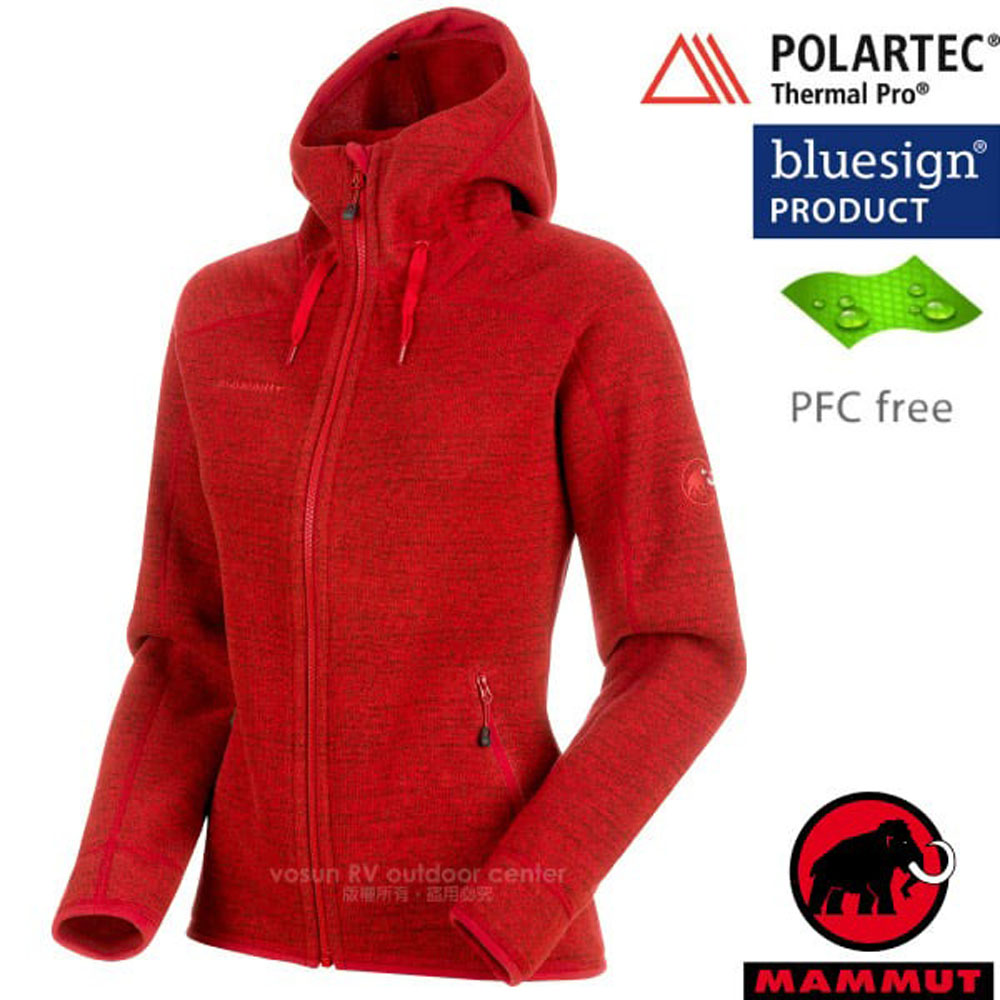 MAMMUT 長毛象 女 Arctic ML Hooded 透氣快乾保暖連帽夾克外套/1014-15703-3502 岩漿紅
