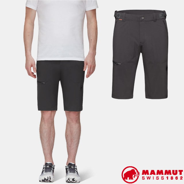 MAMMUT 長毛象 男 Runbold Shorts Men 輕量多功能拉鍊短褲/休閒褲/登山健行.涼爽休閒/1023-00710-00150 幻影黑