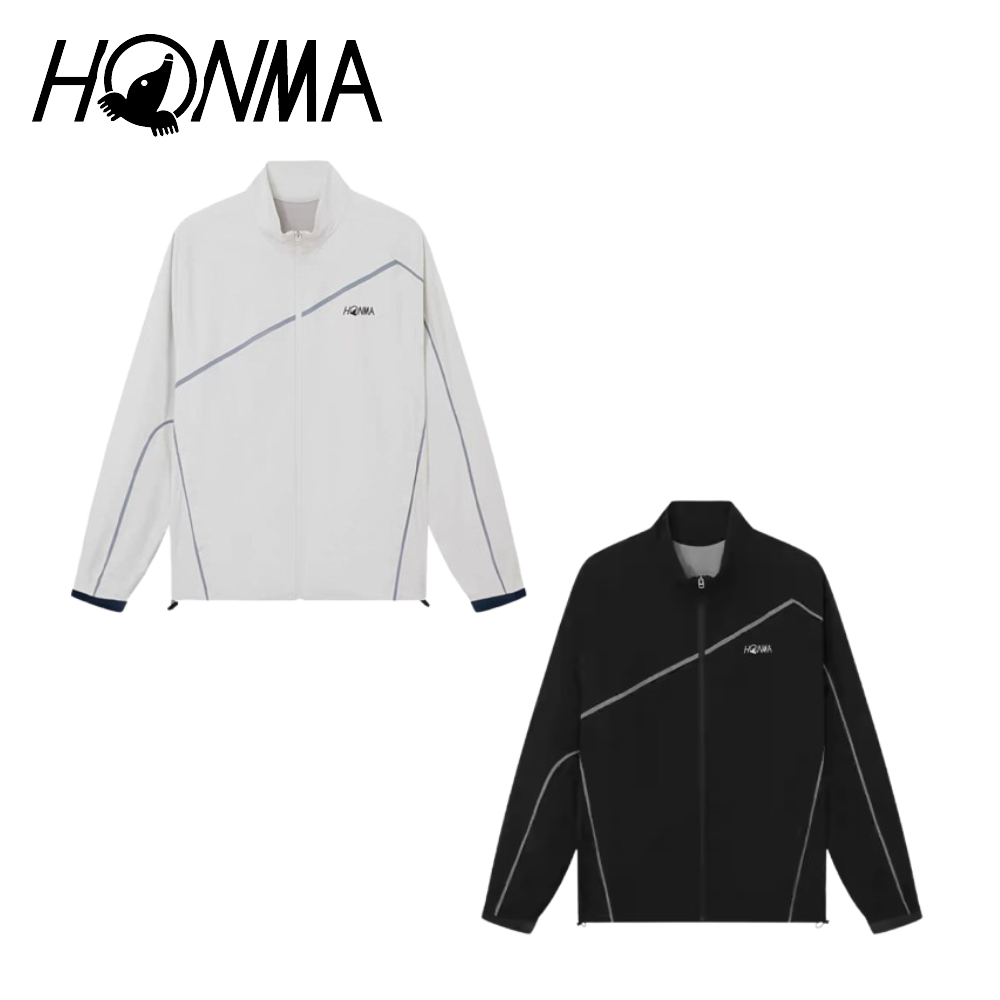 HONMA 本間高爾夫 男款防潑水防風夾克外套 2025春夏款 日本高爾夫品牌(S-XXL灰白/藏青色 任選HMKQ302R501)