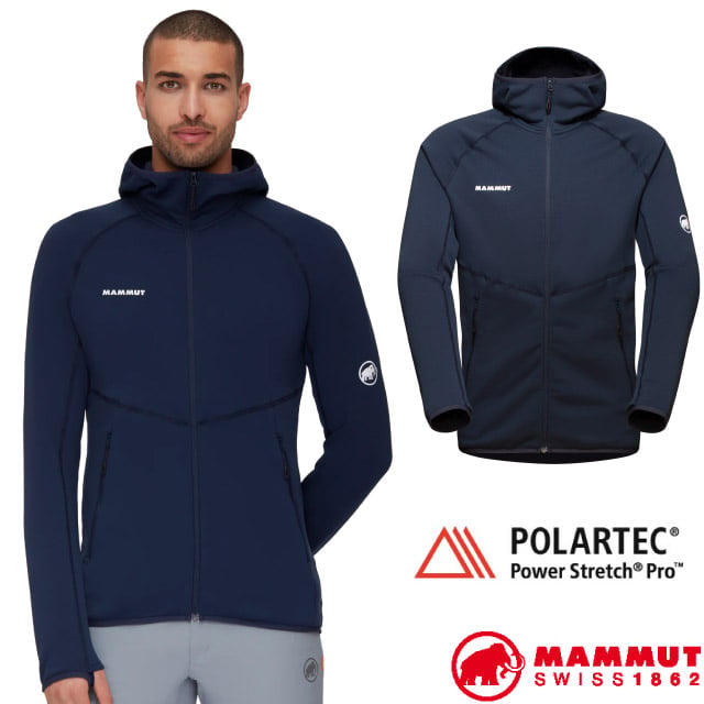 MAMMUT 長毛象 男 Aconcagua 輕量透氣耐磨保暖刷毛連帽外套.夾克/Polartec Power Stretch Pro/1014-04282-5118 海洋藍