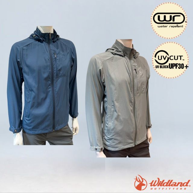 WILDLAND 荒野 男 彈性透氣抗UV涼感輕薄外套.連帽可拆機車夾克.風衣/冰絲涼感.抗UV-CUT30+.防潑水/0B31906