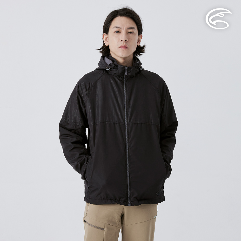 ADISI 男天鵝絨超撥水抗風保暖可拆帽外套 AJ2421074 黑色 (S-3XL)