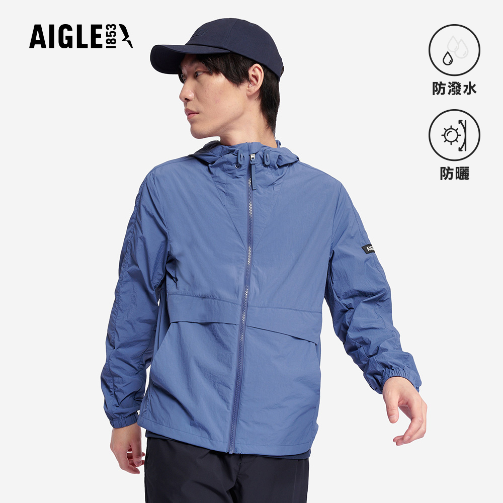 AIGLE 男 抗UV防潑外套|AG-5P106A182 深灰藍(男外套 抗UV外套 防曬外套 防潑水 )