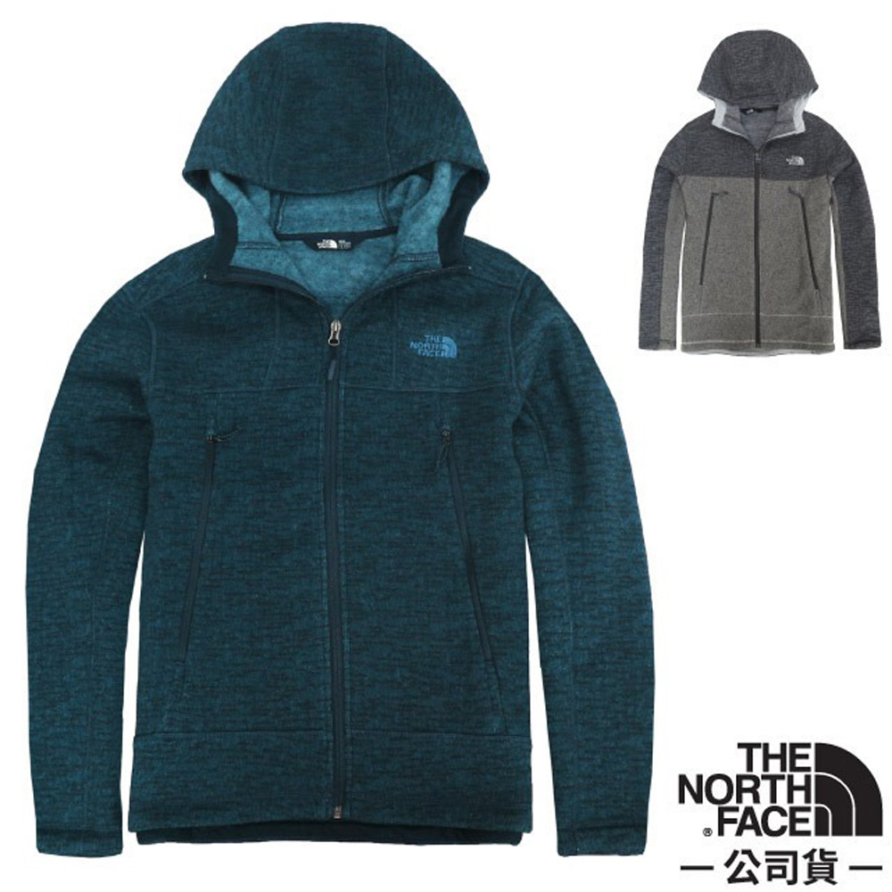 The North Face 北面 男 休閒貴族風保暖連帽刷毛外套.風帽夾克.秋冬戶外居家針織外套.運動外套/內裏舒適抓絨.YKK拉鍊/ 3RG3