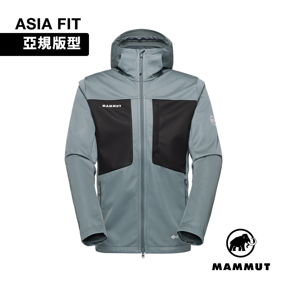 MAMMUT 長毛象 Ultimate VIII SO Hooded AF 經典軟殼連帽外套 地層灰藍/黑 男款 #1011-02650