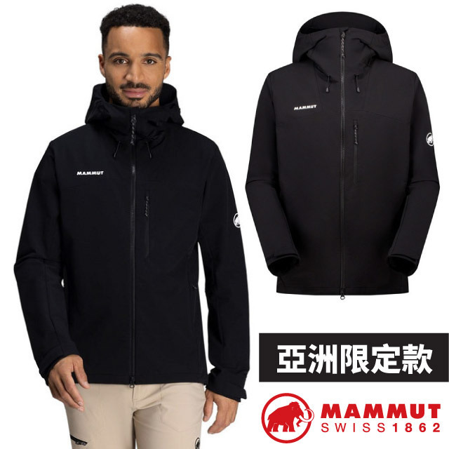 MAMMUT 長毛象 男 Trekkers SO Hooded Jacket AF 保暖連帽軟殼外套/ 1011-02520-0001 黑