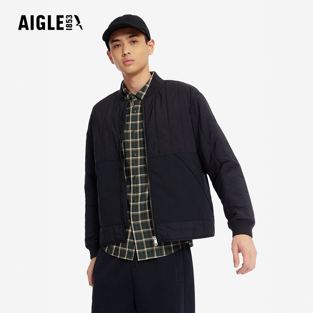 AIGLE 男 防潑保暖外套|AG-4A138A100 黑色(男外套 防風防潑水 防風外套 防潑水 保暖外套 鋪棉外套)