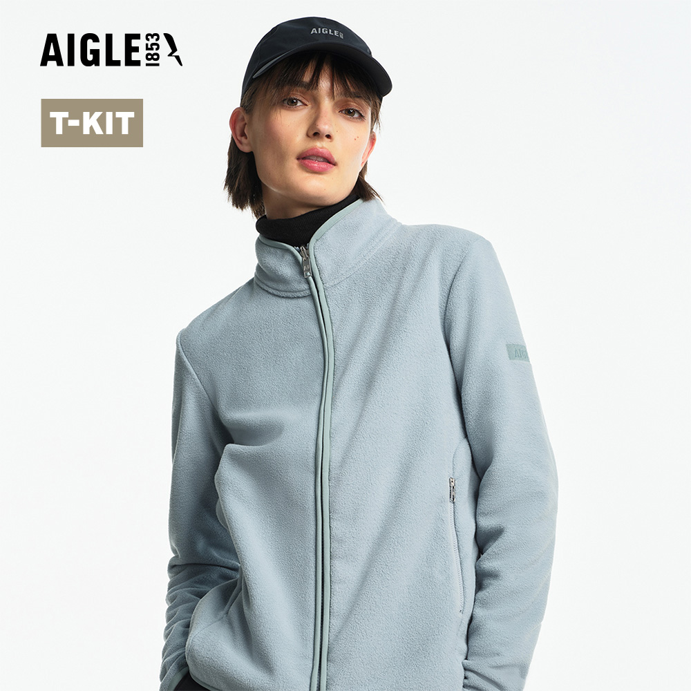 AIGLE 女 短刷毛保暖外套|AG-FAZ42A251 迷霧藍 (女外套 保暖外套 刷毛衣 刷毛外套)