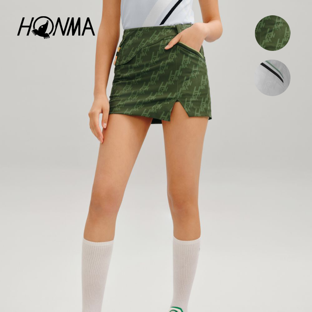 HONMA 本間高爾夫 女款防曬防透短裙 日本高爾夫球專櫃品牌(XS~L 白色 軍綠 HWKC902R619)