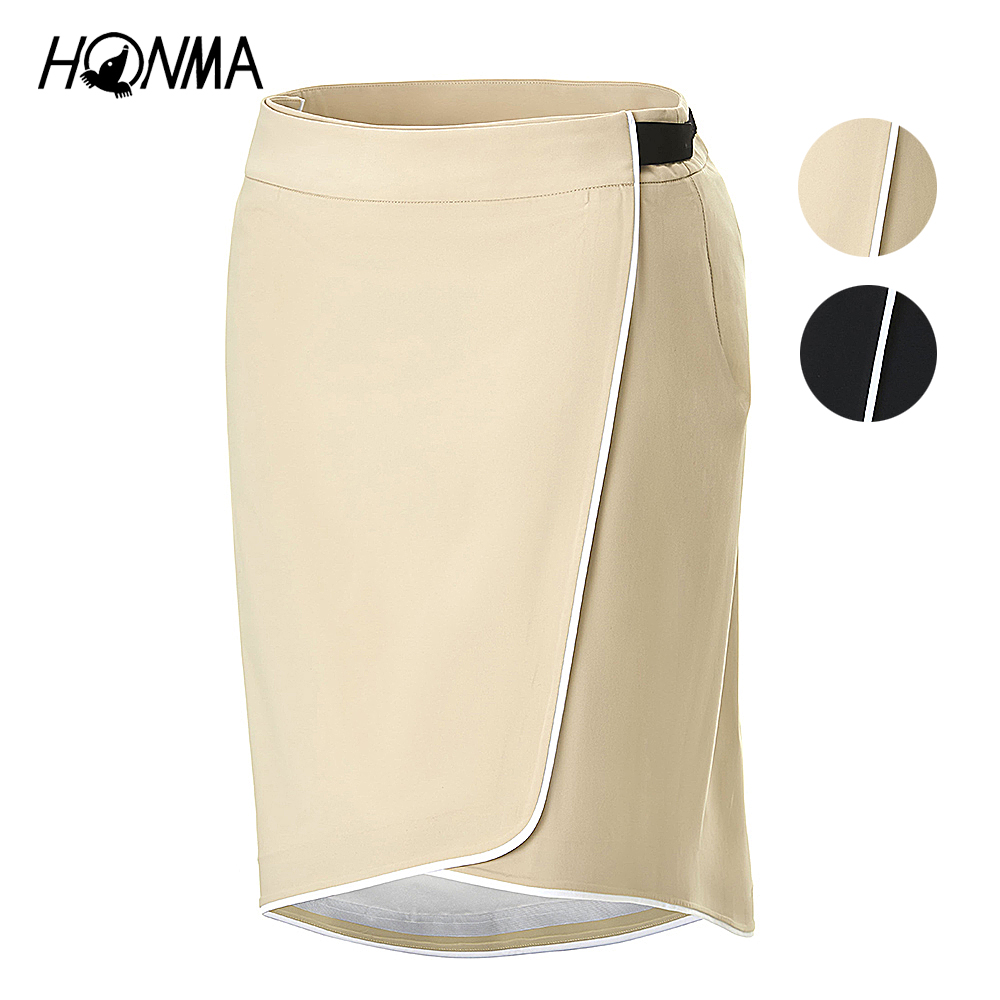 HONMA 本間高爾夫 女款彈性雨裙 裙子 日本高爾夫品牌(S-L 米色 黑色HWJC902R606)