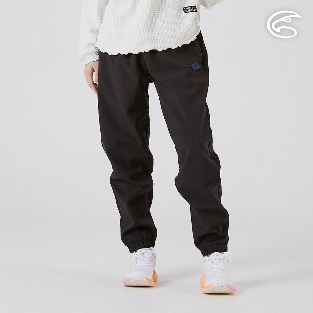 ADISI 女Softshell透氣修身保暖束口褲 AP2521086 正黑色 (S-2XL)|刷毛 搖粒絨 防潑水 保暖長褲