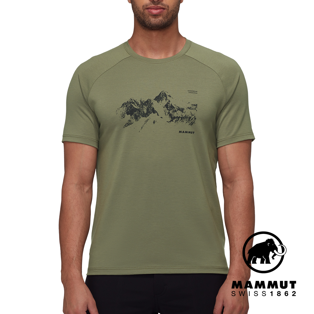 MAMMUT 長毛象 Mountain T-Shirt Men 8035m 山景有機棉短袖T恤 男款 沼澤綠 #1017-04503
