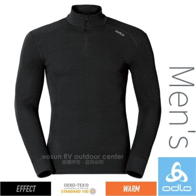 ODLO 男新款 warm effect 高領拉鍊機能型銀離子保暖內衣.圓領衛生衣.保暖衣.輕.吸濕排汗.快乾抗菌/152002 黑