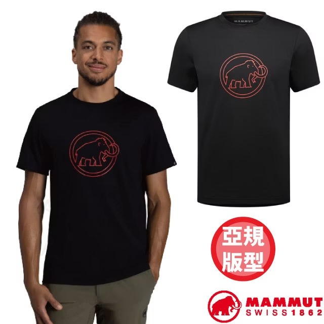 MAMMUT 長毛象 男 QD Logo Print T-Shirt AF 透氣快乾LOGO短袖T恤.圓領衫.休閒運動上衣/1017-02012-00413 黑 PRT4