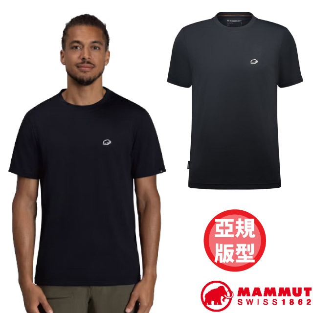 MAMMUT 長毛象 男 Mammut Essential T-Shirt AF 防曬LOGO布章短袖T恤/防紫外線係數UPF 50+/1017-05080-00253 黑 PRT1
