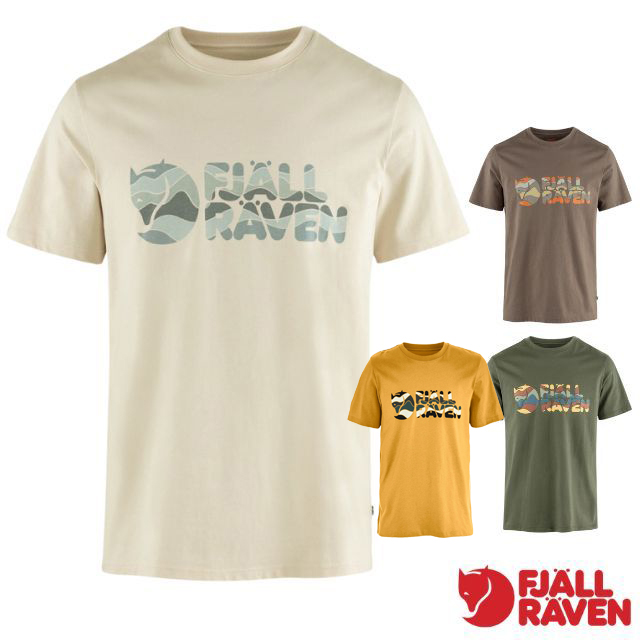Fjallraven 小狐狸 男 Multicolor Logo 透氣舒適有機棉針織圓領短袖T恤.休閒運動衫/寬鬆版型/12600268