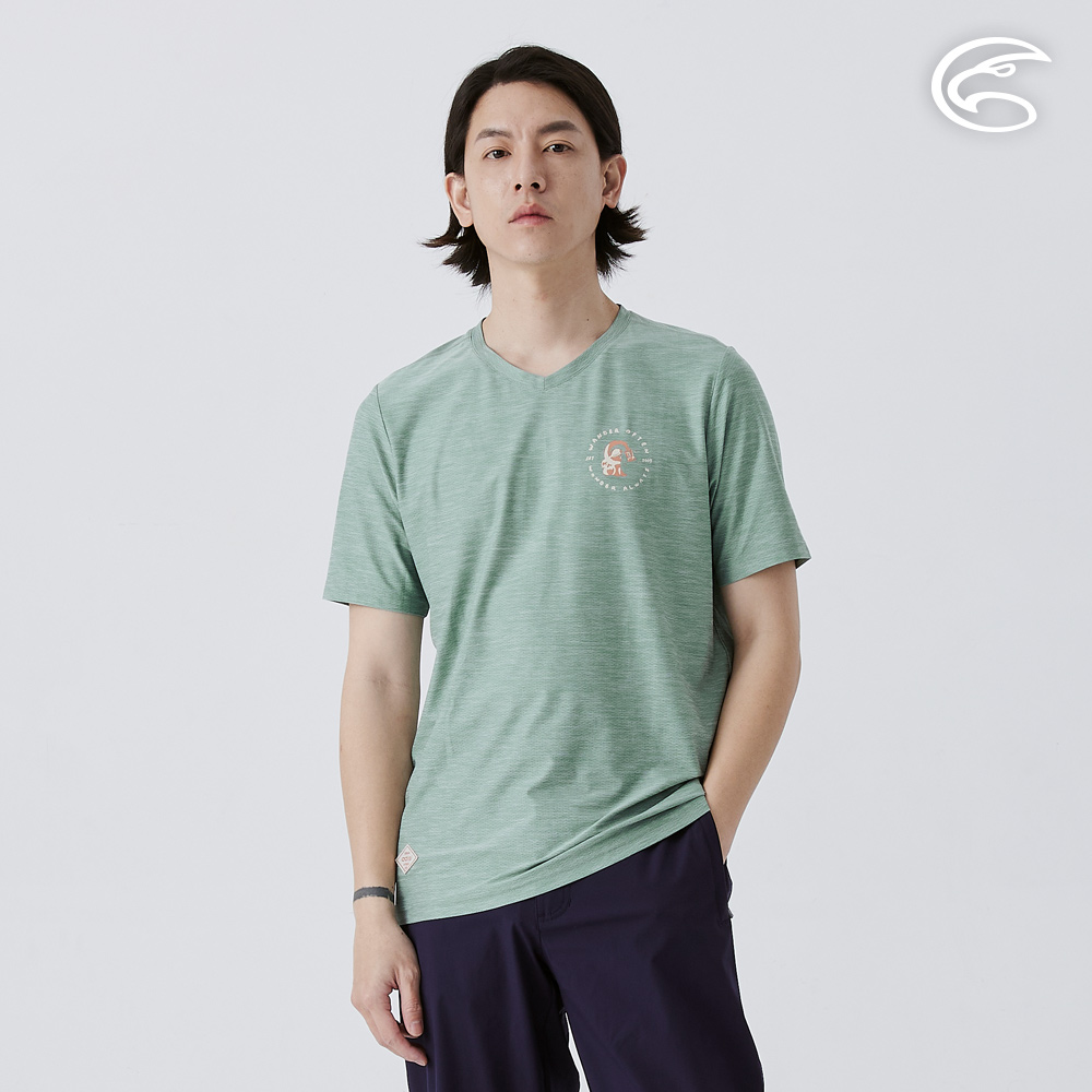 ADISI 男浪花洞洞短袖V領透氣圖T AL2511011 鼠尾草 (S-3XL)