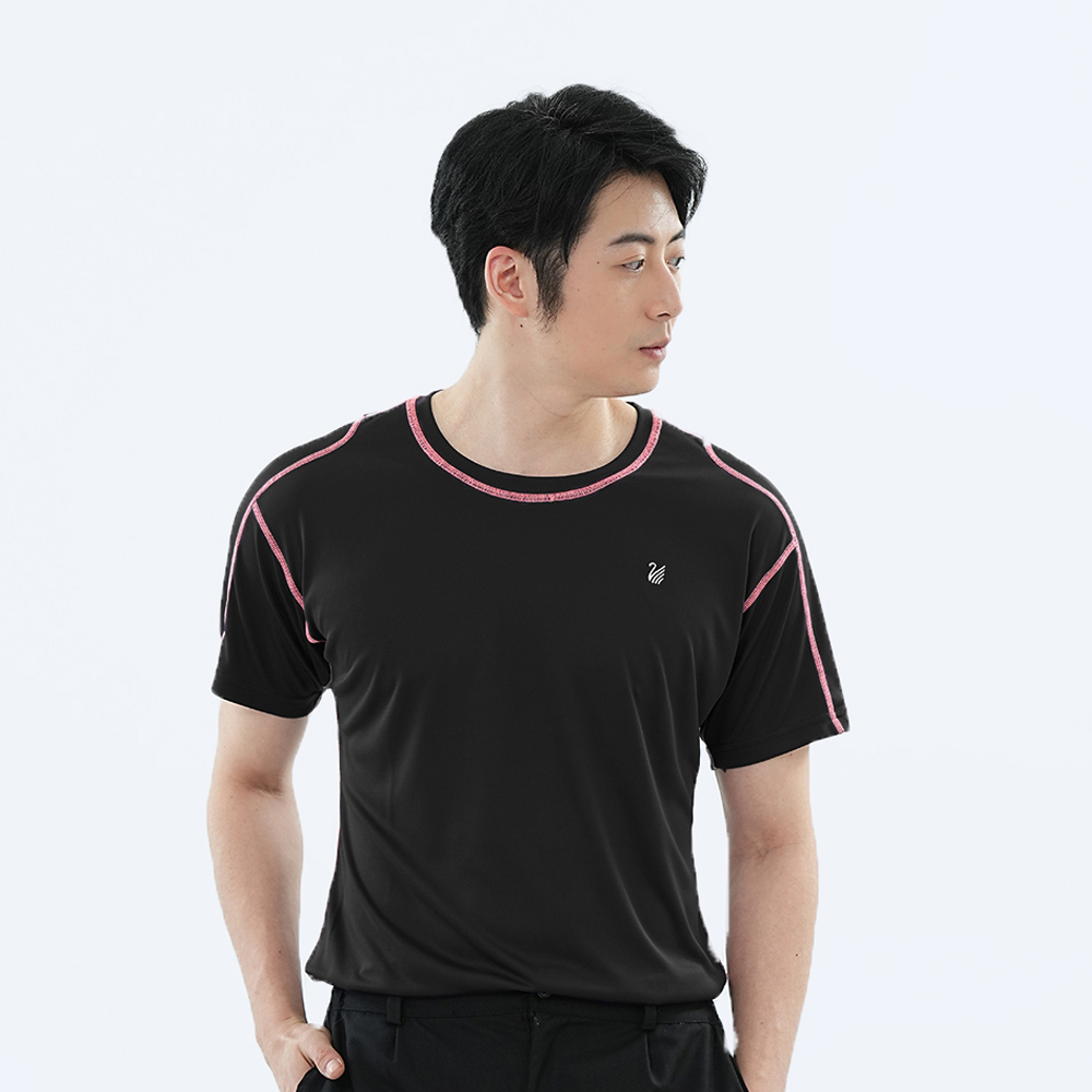 遊遍天下 MIT台灣製男款抗UV吸排彈力圓領衫 S151 / 黑色