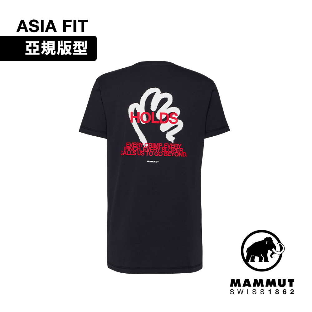 MAMMUT 長毛象 Massone T-Shirt AF Hold 有機棉透氣短袖T恤 男款 黑色 #1017-06121