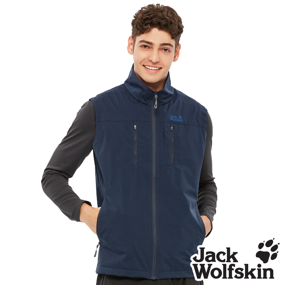 Jack Wolfskin 男 防風防潑水休閒保暖背心 (天鵝絨磨毛內裡)『丈青』