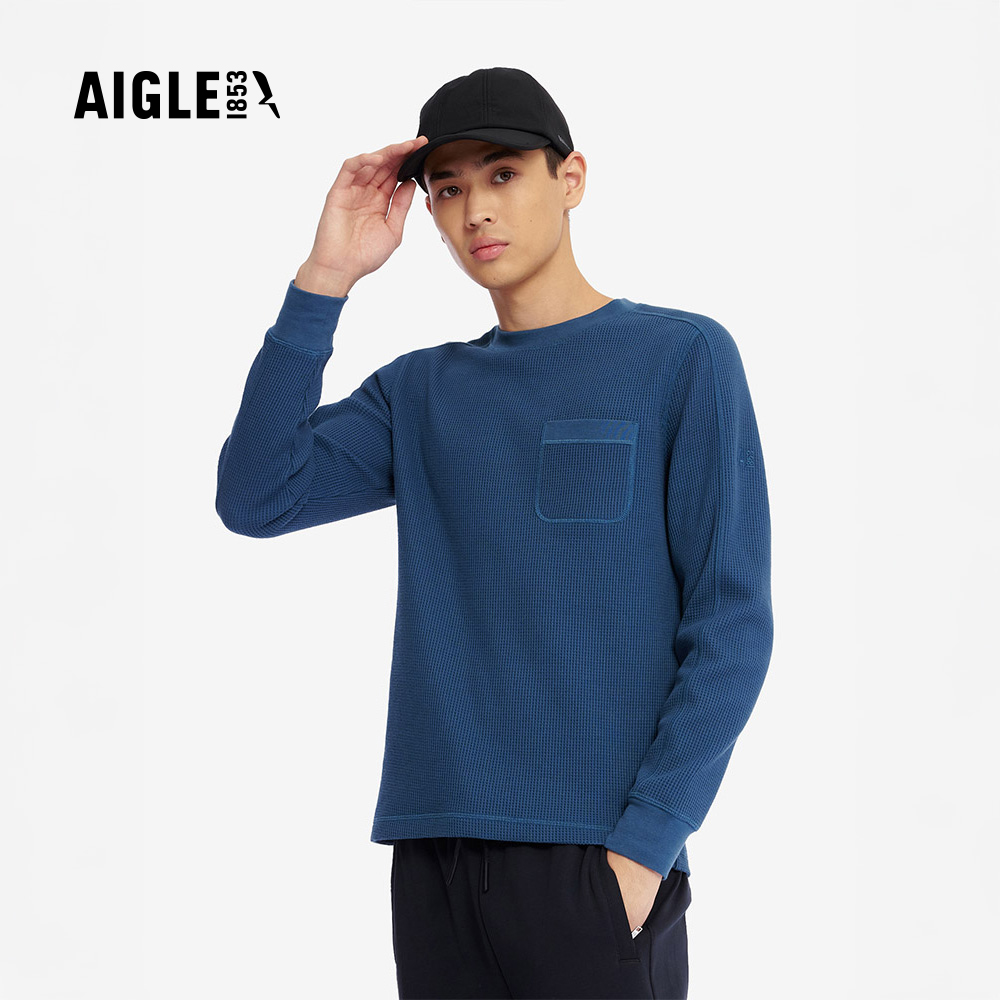 AIGLE 男 休閒長袖T恤|AG-4A122A184 午夜藍(男裝 長袖 長袖上衣 長袖T恤 男 T恤)
