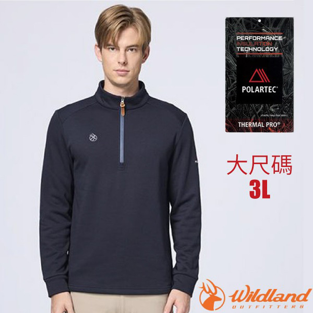 WILDLAND 荒野 男 POLARTEC彈性類羊毛機能衣.保暖拉鍊半開襟休閒上衣/POLARTEC THERMAL PRO刷毛/ P2618