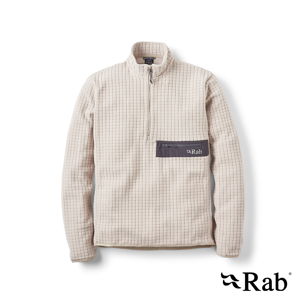 RAB amshaw Pull-On 格紋刷毛半拉鍊套頭上衣 鵝卵石白 男款 #QFG76
