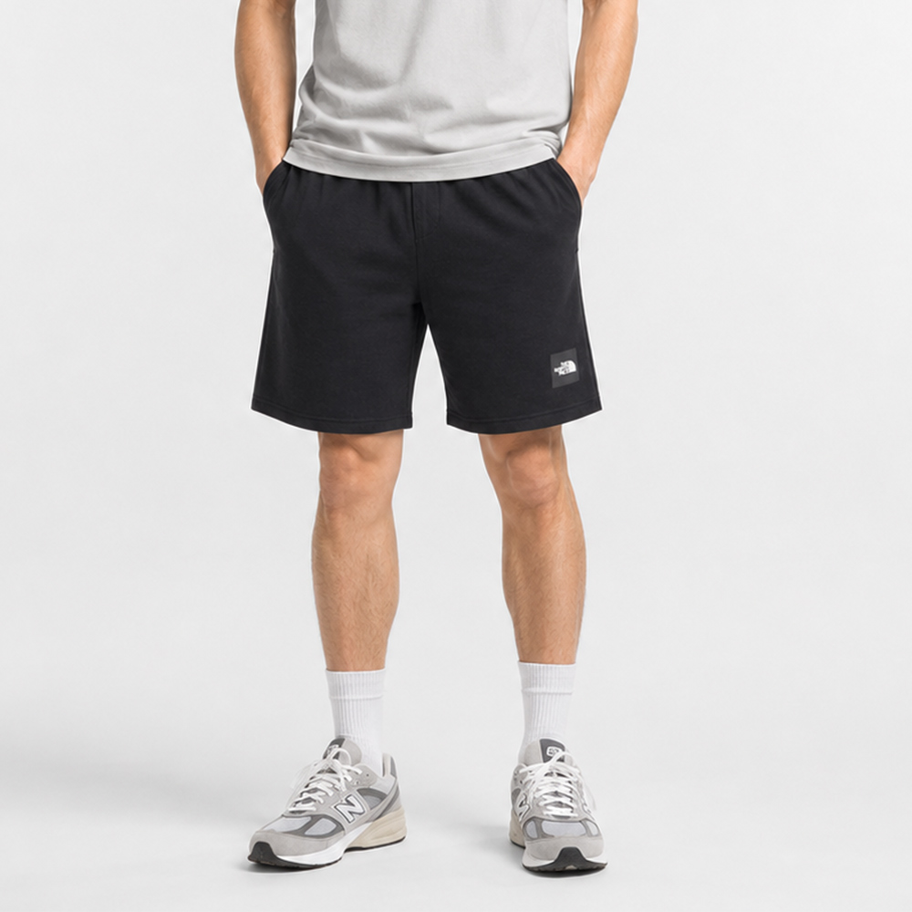 The North Face 北面 熱銷貼布文字Logo棉短褲-黑色