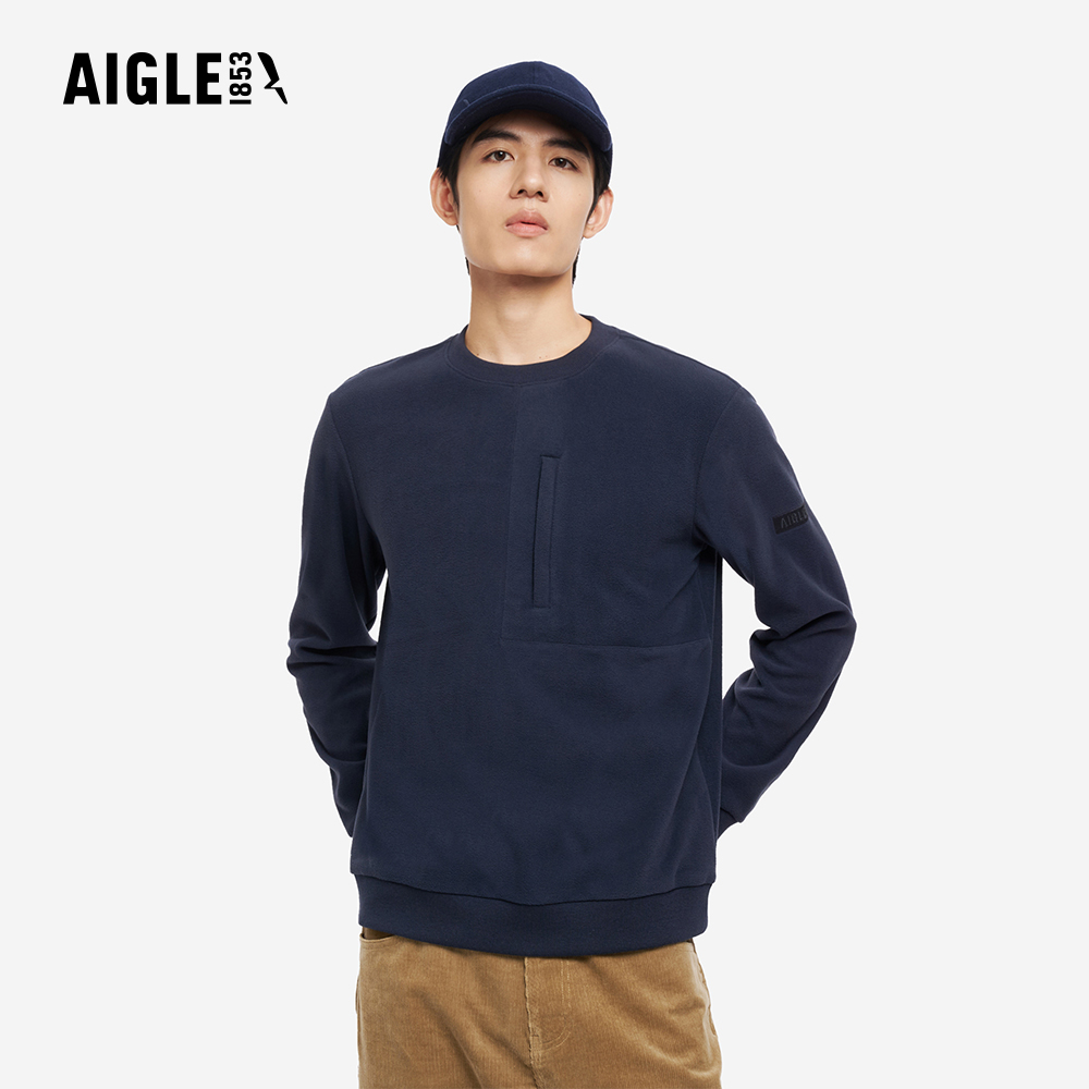 AIGLE 男 刷毛保暖T恤|AG-5A135A057 深藍(男長袖上衣 男T恤 保暖上衣 刷毛衣)