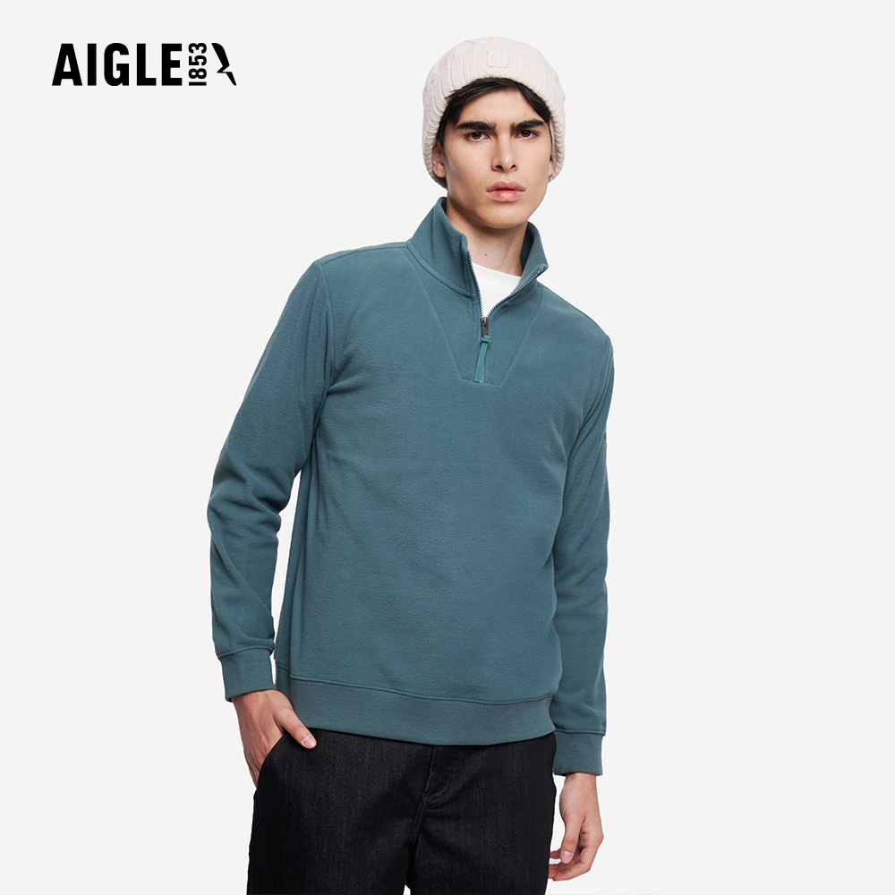 AIGLE 男 刷毛保暖罩衫｜AG-5A134A245 松綠 (男長袖上衣 男T恤 保暖上衣 刷毛衣 刷毛T恤)