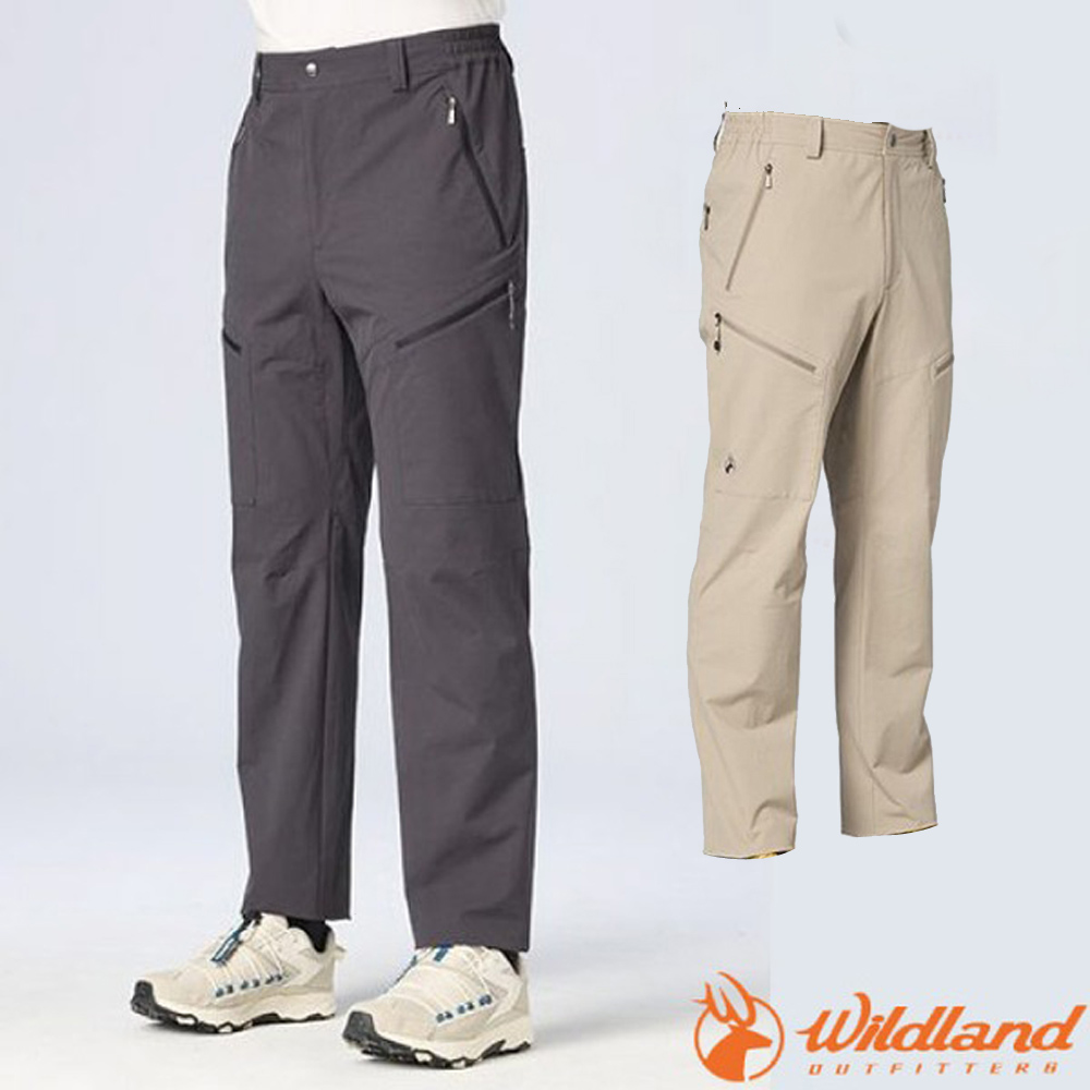 WILDLAND 荒野 男 四彈防潑水三季貼袋功能褲.休閒運動褲.工作褲/四向高彈性纖維.WATER REPELLENT 防潑水/ 0B32306