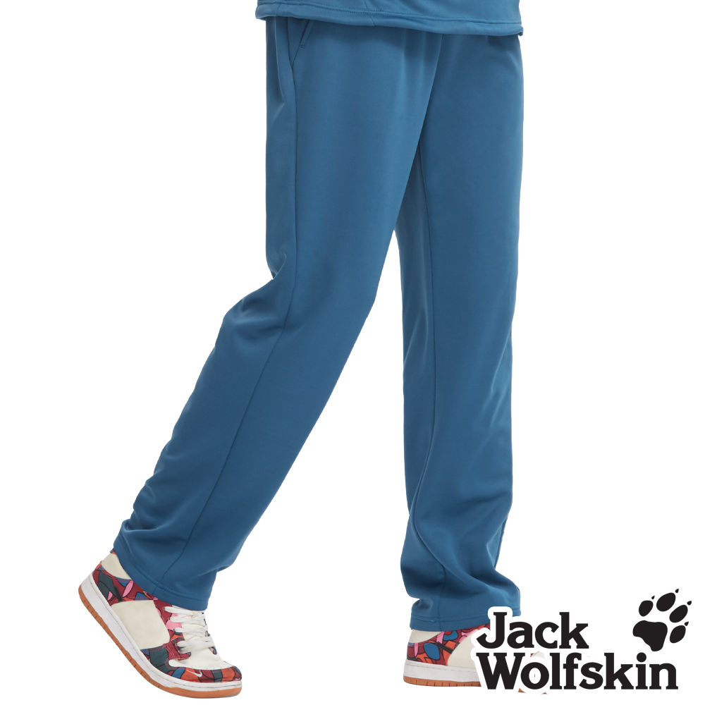 Jack Wolfskin 男 石墨烯厚刷毛保暖 彈性休閒運動褲 直筒褲『青藍』
