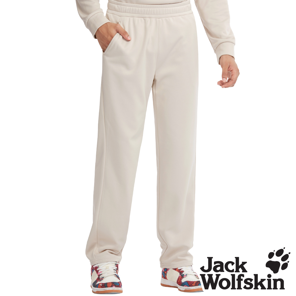 Jack Wolfskin 男 石墨烯厚刷毛保暖 彈性休閒運動褲 直筒褲『淺米』