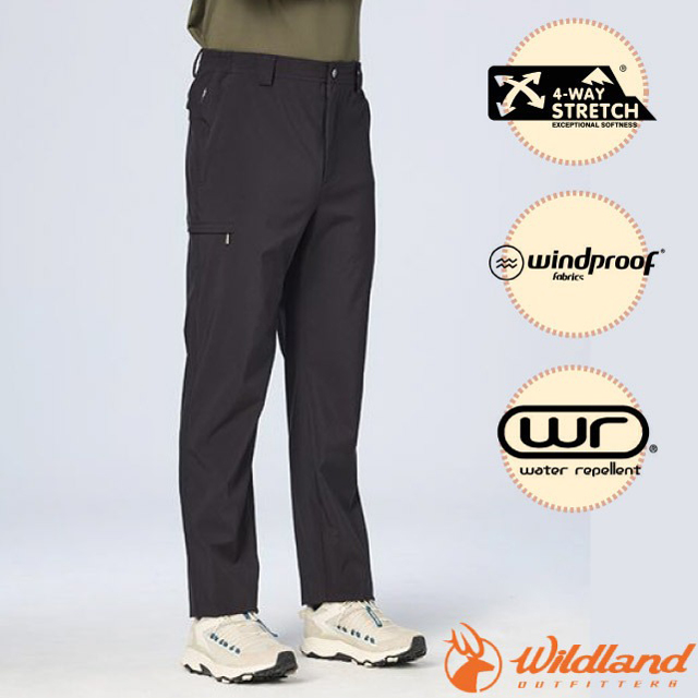 WILDLAND 荒野 男 彈性輕三層防風防潑機能褲.保暖長褲/W2336