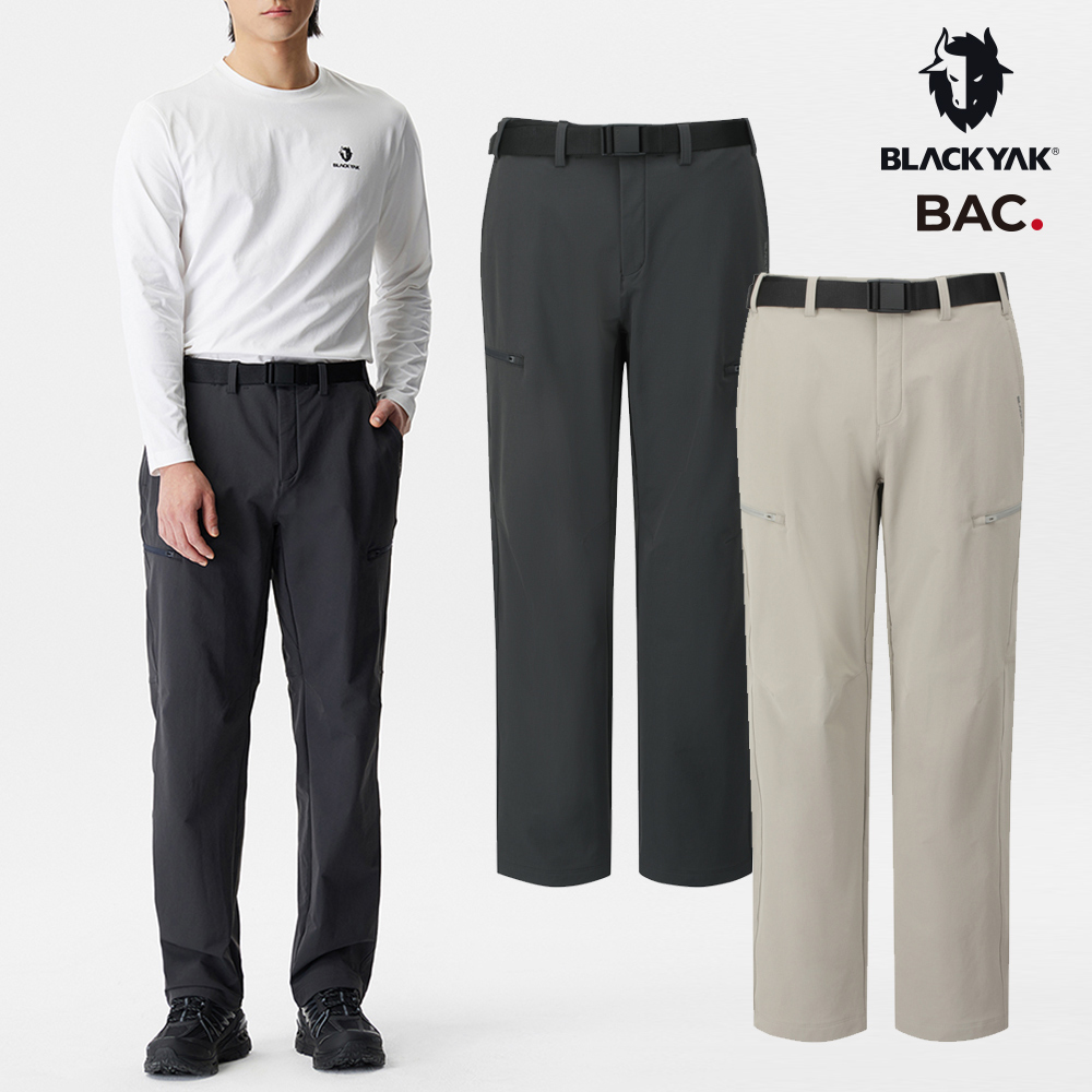BLACKYAK 男 COMFORT登山長褲(淺卡其/碳黑)-秋冬 寬鬆款 彈性佳 附腰帶 休閒褲-BYEB2MP207