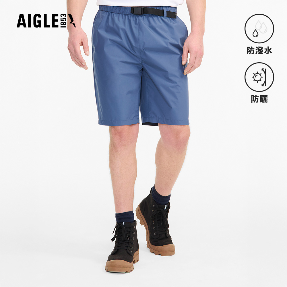 AIGLE 抗UV防潑短褲|AG-FBH32A182 深灰藍(男短褲 防曬 抗UV短褲 防潑水短褲 機能褲 休閒褲)