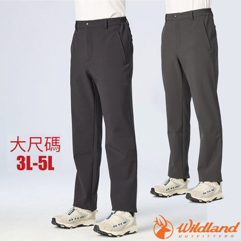 WILDLAND 荒野 男 Softshell 彈性防潑防風透氣軟殼保暖長褲(3L-5L)/ W2338