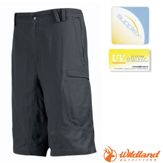 WILDLAND 荒野 男新款 SUPPLEX抗UV休閒五分褲/ 0A01372 深灰