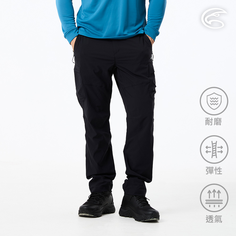 ADISI 男四向彈極耐磨透氣機能健旅褲(兩側口袋) AP2611095 宙黑 (M-3XL)|四面彈性 登山健行 快乾 休閒褲