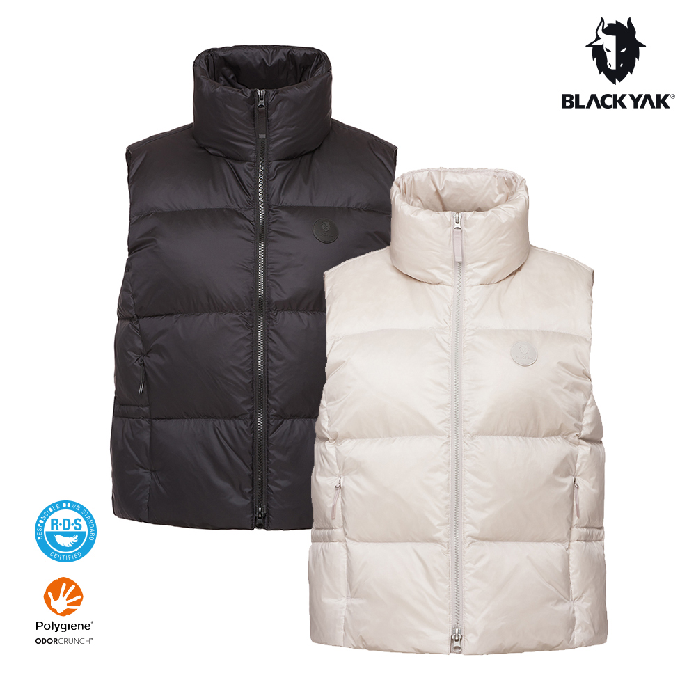 BLACKYAK 女 QUILTED羽絨背心(象牙白/黑色)-輕量 抗菌除臭 羽絨背心-BYEB2WV301