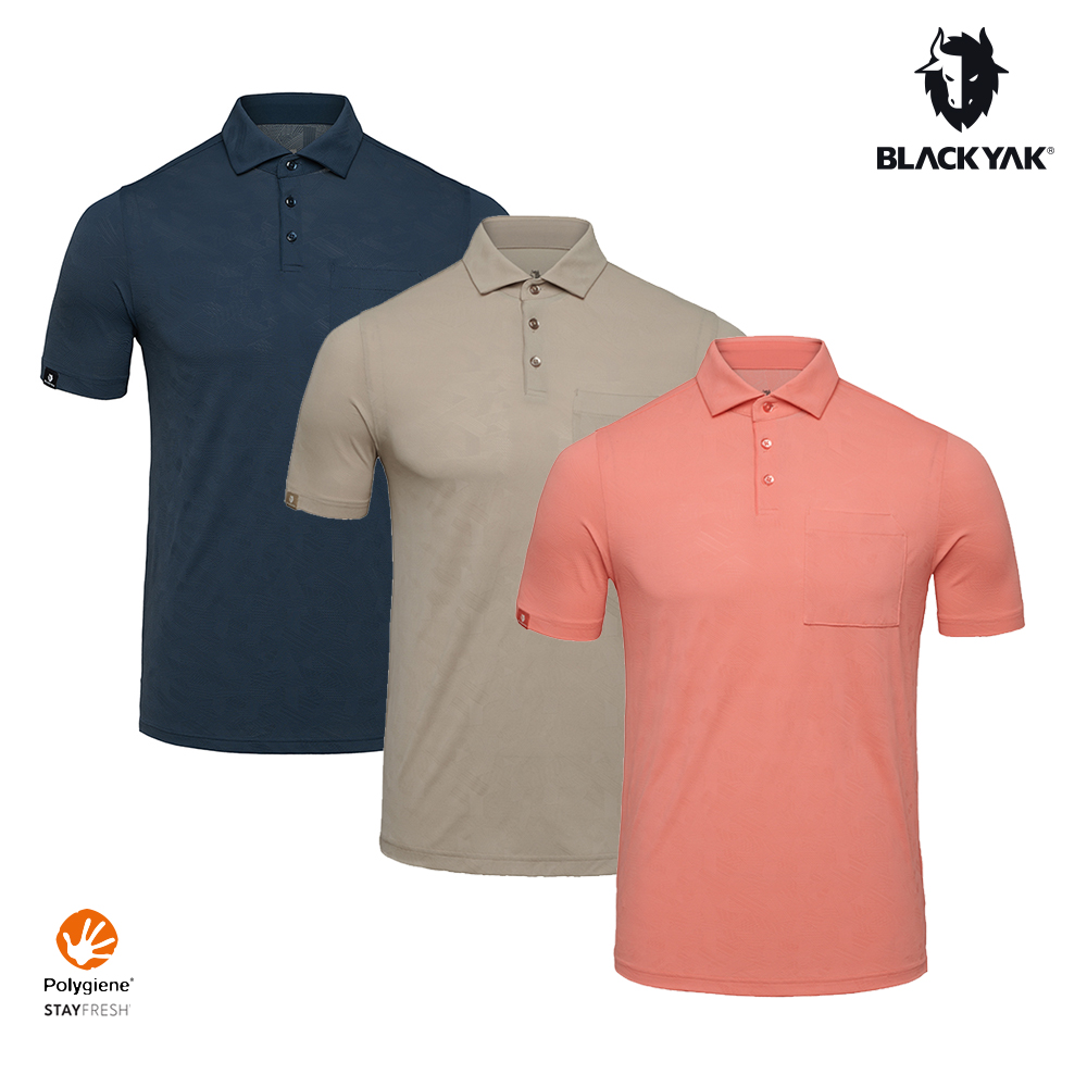BLACKYAK 男 OBLIGE短袖POLO衫(珊瑚橘/藍綠色/淺卡其)-輕量彈性 銀離子抗菌-BYEB1MC102