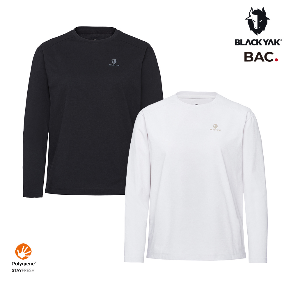 BLACKYAK 女 CREWFIT AX長袖上衣(象牙白/黑色)-吸濕快乾 銀離子抗菌 底層衣-BYEB2WC701