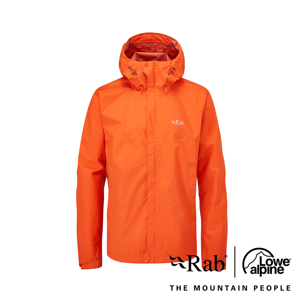 RAB Downpour Eco Jacket 輕量防風防水連帽外套 男款 爆竹橘 #QWG82