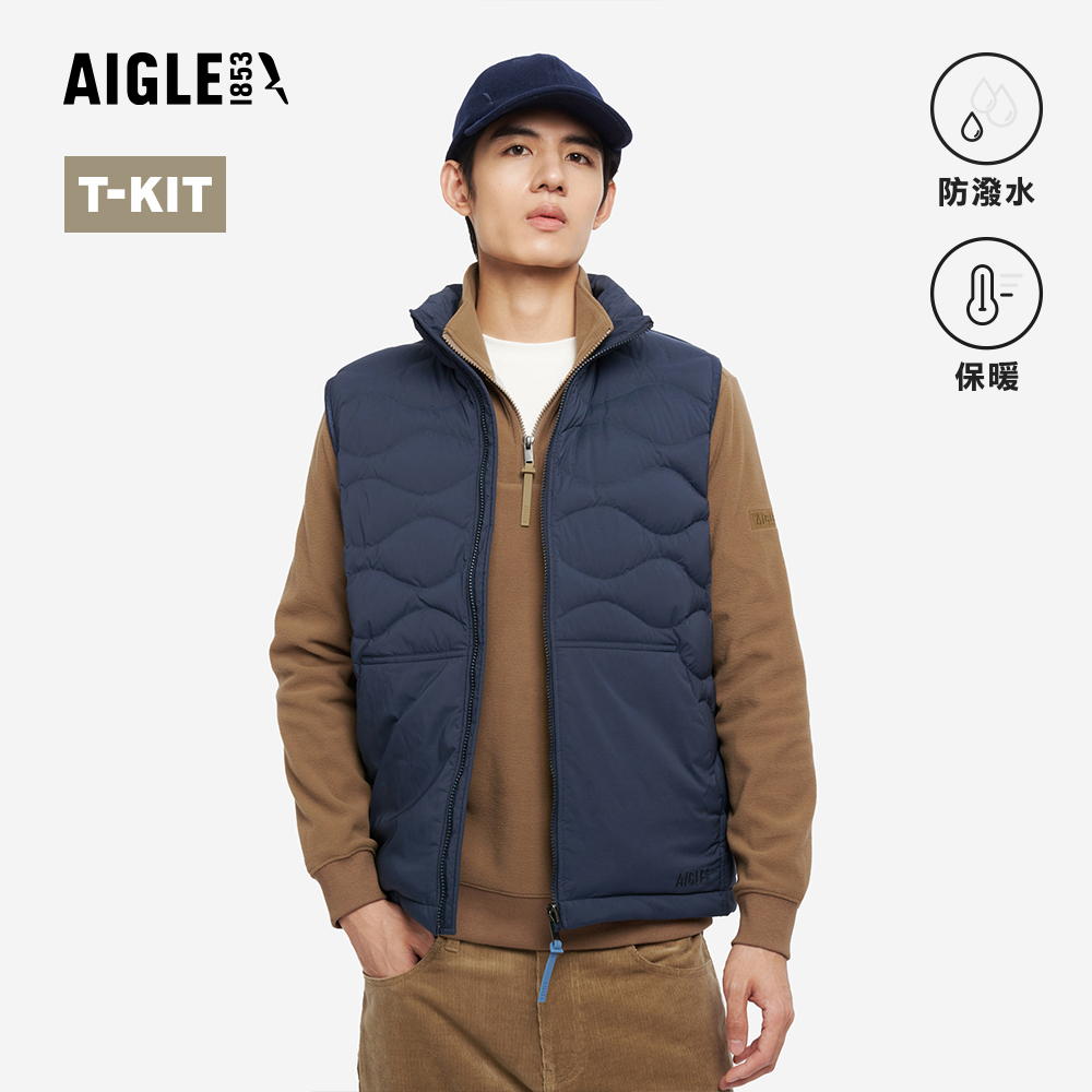 AIGLE 男 防潑輕量羽絨背心|AG-5A119A057 深藍(男外套 防潑水 背心 羽絨背心 輕羽絨 外穿式背心)