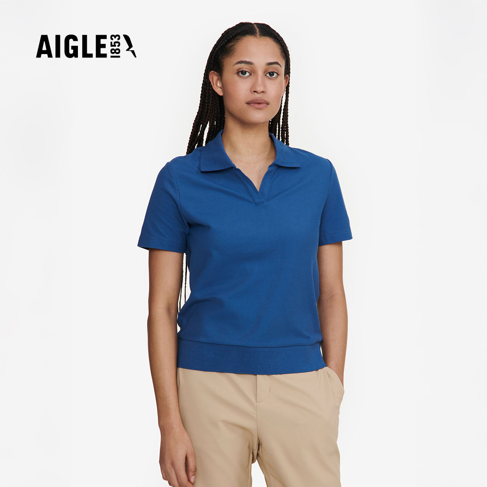 AIGLE 女 抗UV快乾短袖POLO衫AG-4P213A052 海軍藍(女裝 女上衣 抗UVT恤 POLO衫 快乾POLO)