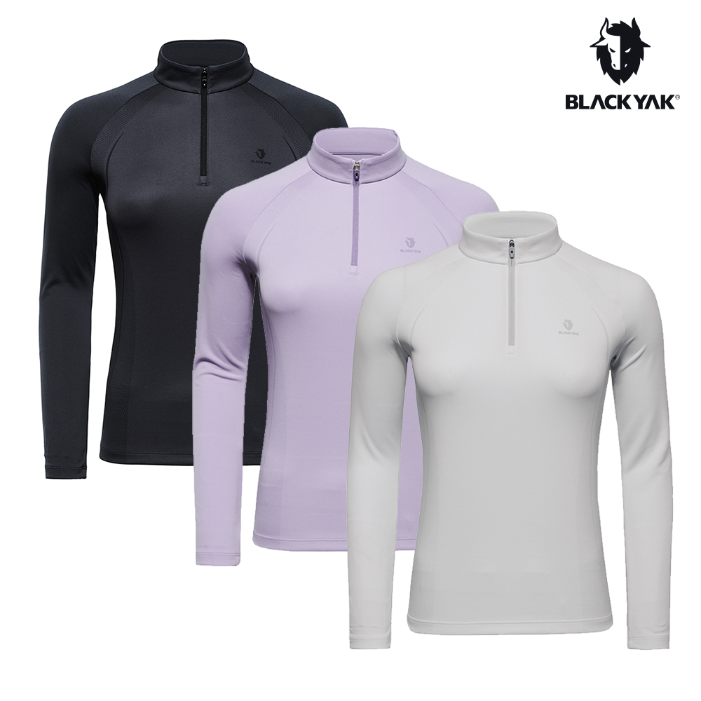 BLACKYAK 女 TETON長袖半開襟(丁香紫/象牙白/深灰)-網眼透氣 吸濕快乾長袖上衣-BYDB2WC901