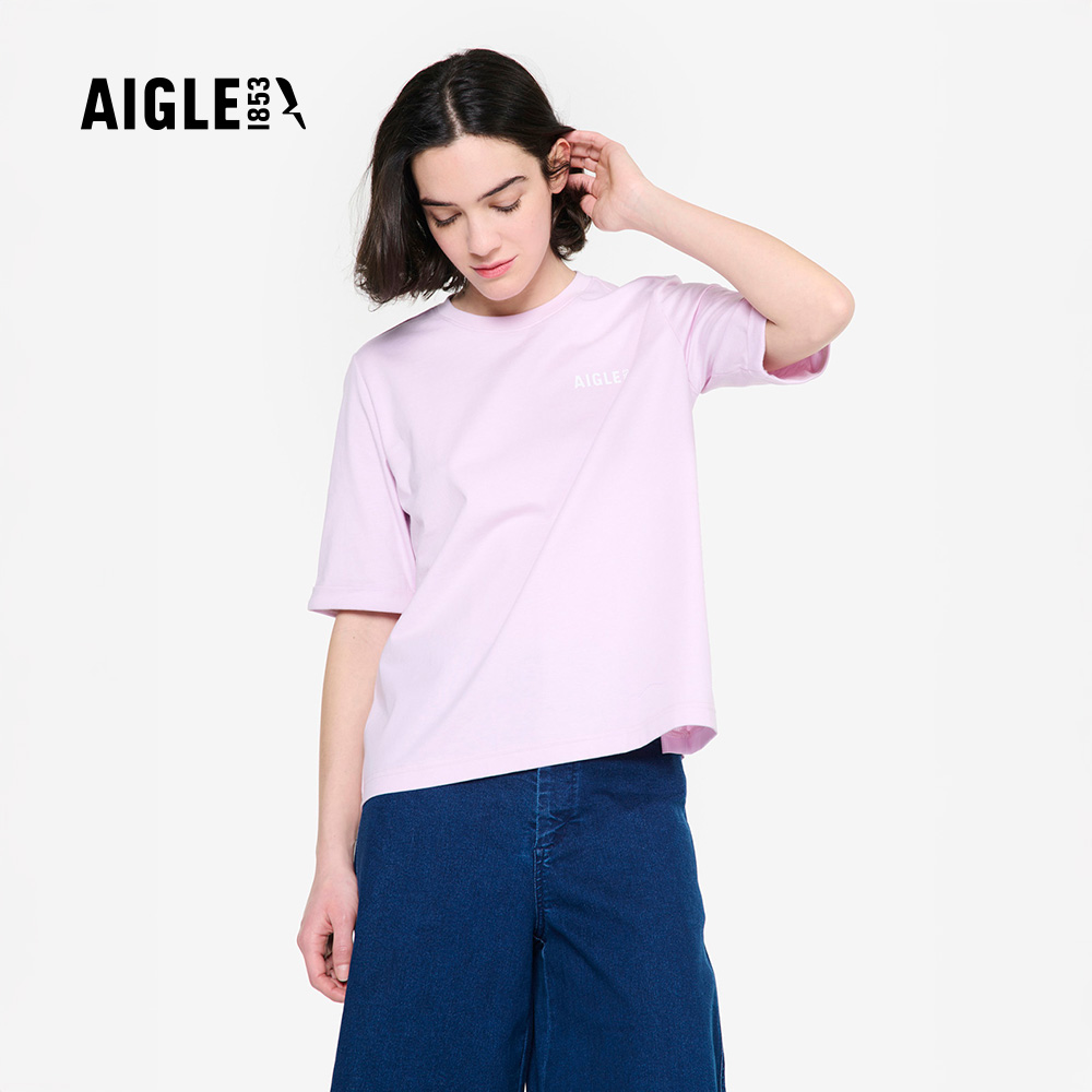 AIGLE 女 快乾抗菌短袖T恤|AG-4P222A092 粉紫 (女 T恤 抗菌 快乾)