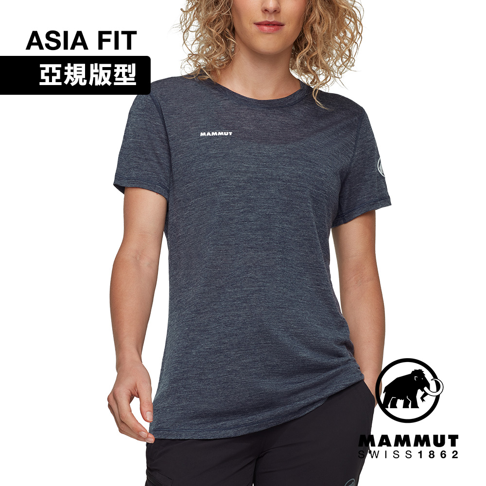 MAMMUT 長毛象 Tree Wool FL T-Shirt W 羊毛混紡快乾抗臭短袖T恤 海洋藍 女款 #1017-06690