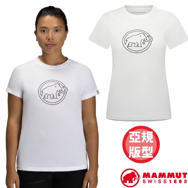 MAMMUT 長毛象 女 QD Logo Print T-Shirt AF 透氣快乾LOGO短袖T恤.圓領衫.休閒/易於護理/1017-02022-00541 白 PRT4