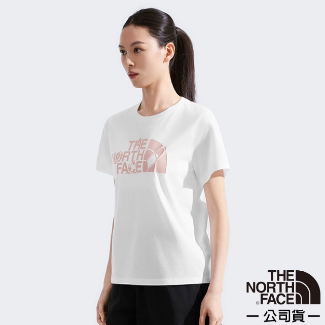 The North Face 北面 女 吸濕排汗質感棉質短袖T恤.圓領套頭衫.運動休閒上衣/FlashDry吸濕排汗/8D7P-FN4 雪峰白